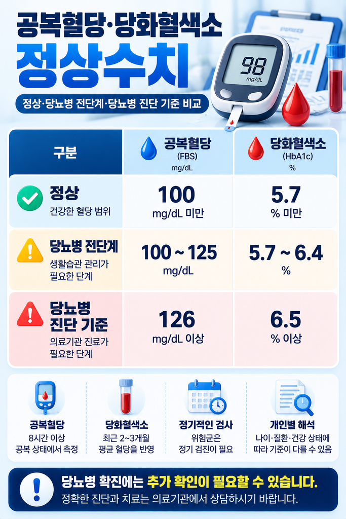 공복혈당·당화혈색소 정상수치 비교