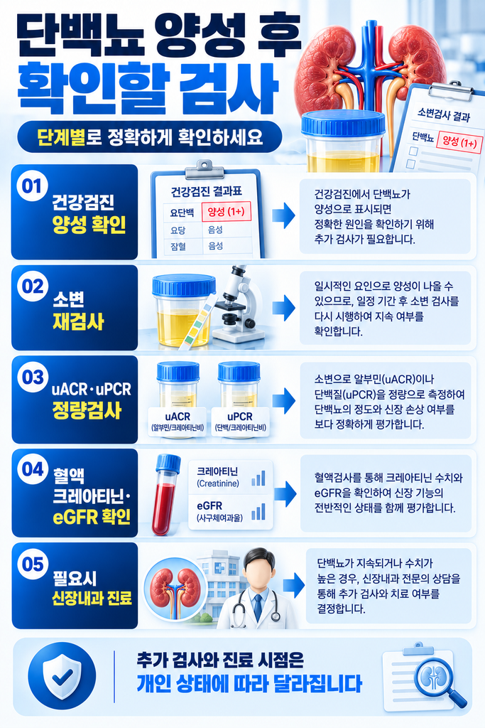 단백뇨 양성 후 검사 안내