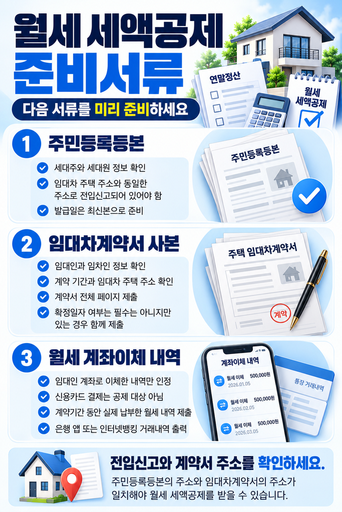 월세 세액공제 준비서류 안내