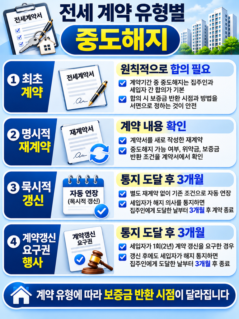 전세 계약 유형별 중도해지 안내