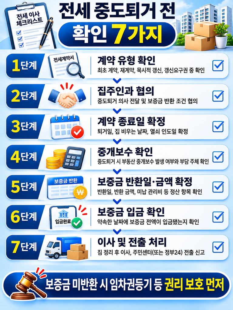 전세 중도퇴거 확인 7가지