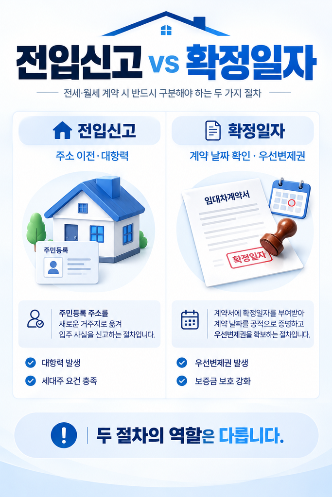 전입신고와 확정일자 비교 안내