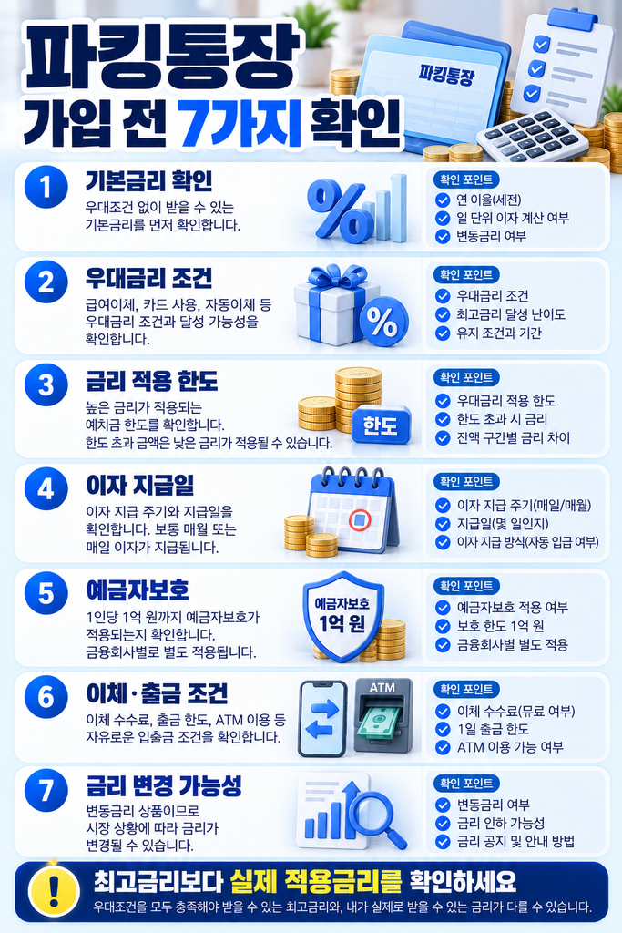 파킹통장 가입 전 7가지 확인